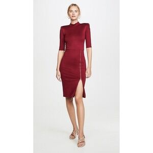 Alice‎ + Olivia Inka Mock Neck Zip Midi Dress in Bordeaux XS #13
